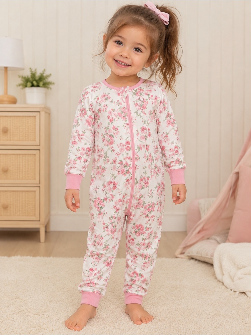 Litto Goose Feather-Light Comfort Floral Sleep Suit Pajamas 3-4T XL BNWOT